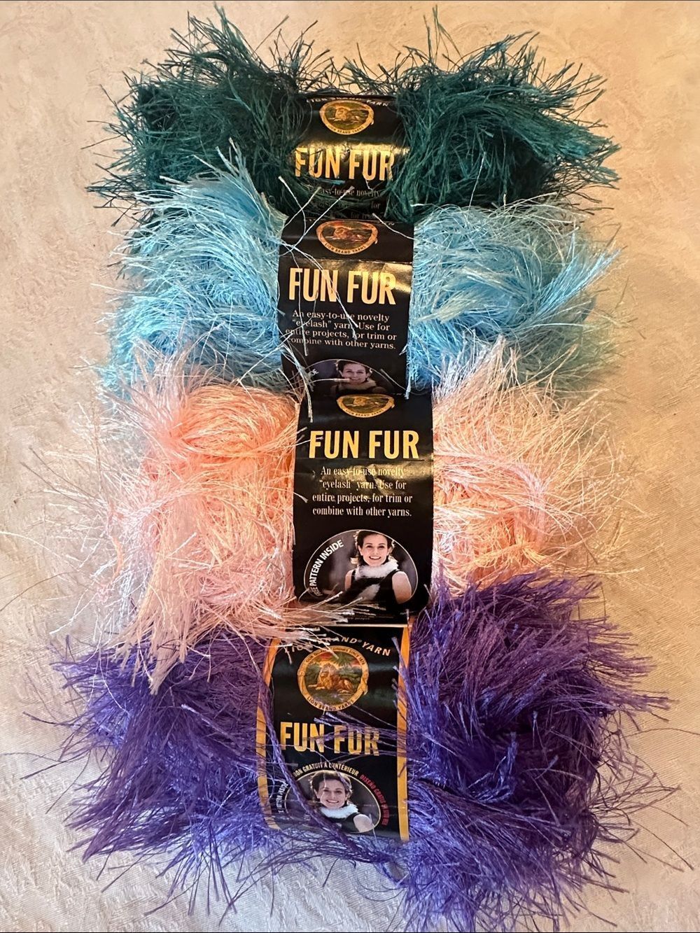 Yarn Bundle Fun Fur Festive Faux Fur Party Trim Green, Blue, Pink, Purple
